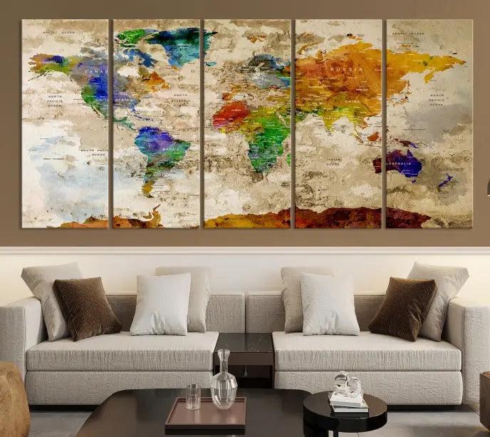 World Map Wall Art Canvas Print 