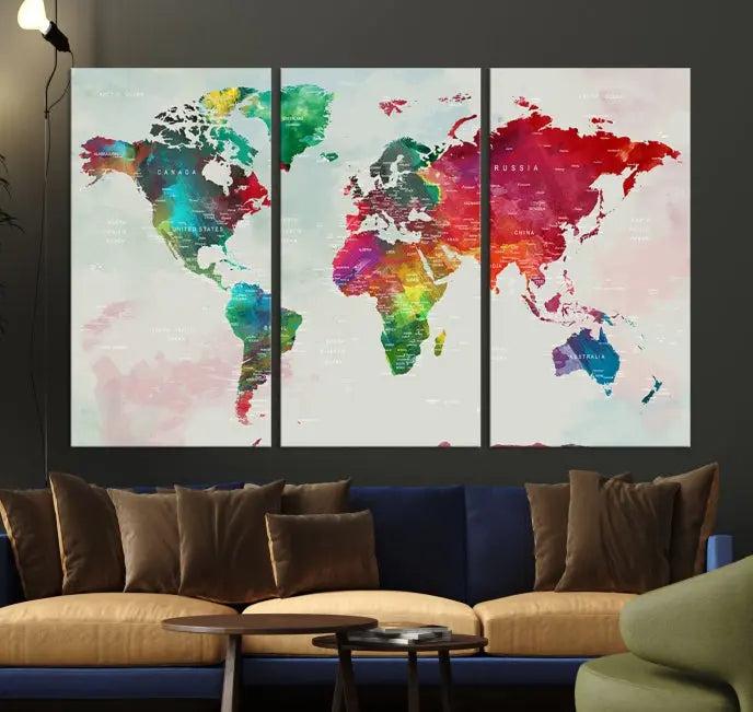 World Map Wall Art Canvas Print 