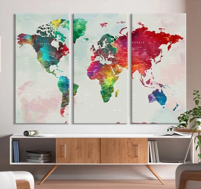 World Map Wall Art Canvas Print 