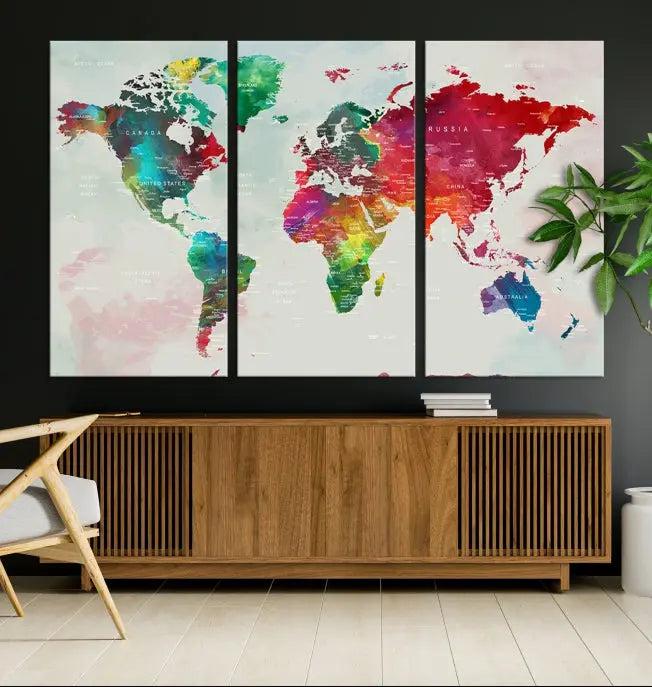 World Map Wall Art Canvas Print 