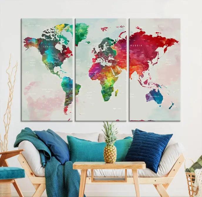 World Map Wall Art Canvas Print 