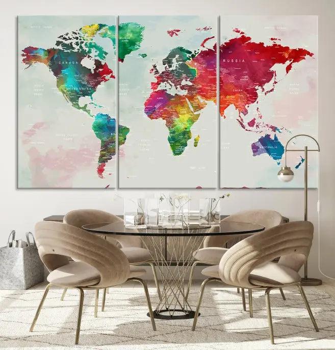 World Map Wall Art Canvas Print 