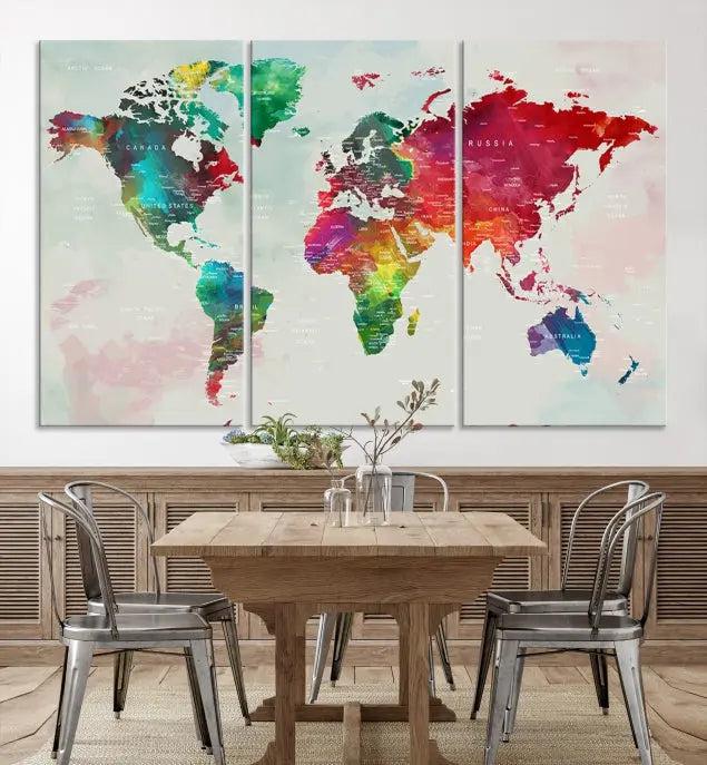 World Map Wall Art Canvas Print 