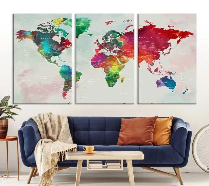 World Map Wall Art Canvas Print 