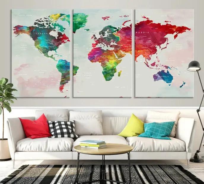 World Map Wall Art Canvas Print 