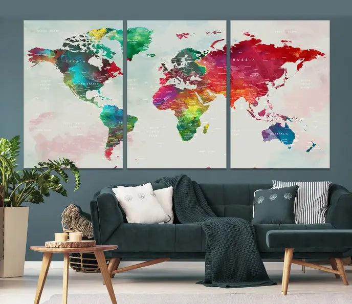 World Map Wall Art Canvas Print 