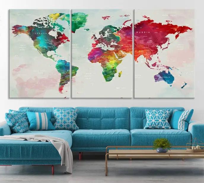 World Map Wall Art Canvas Print 