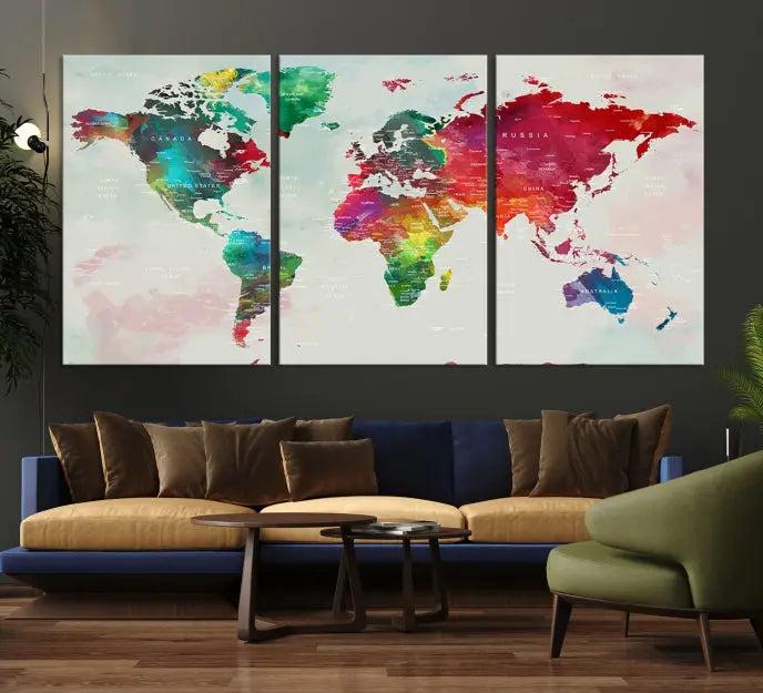 World Map Wall Art Canvas Print 