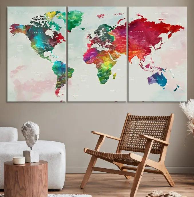 World Map Wall Art Canvas Print 