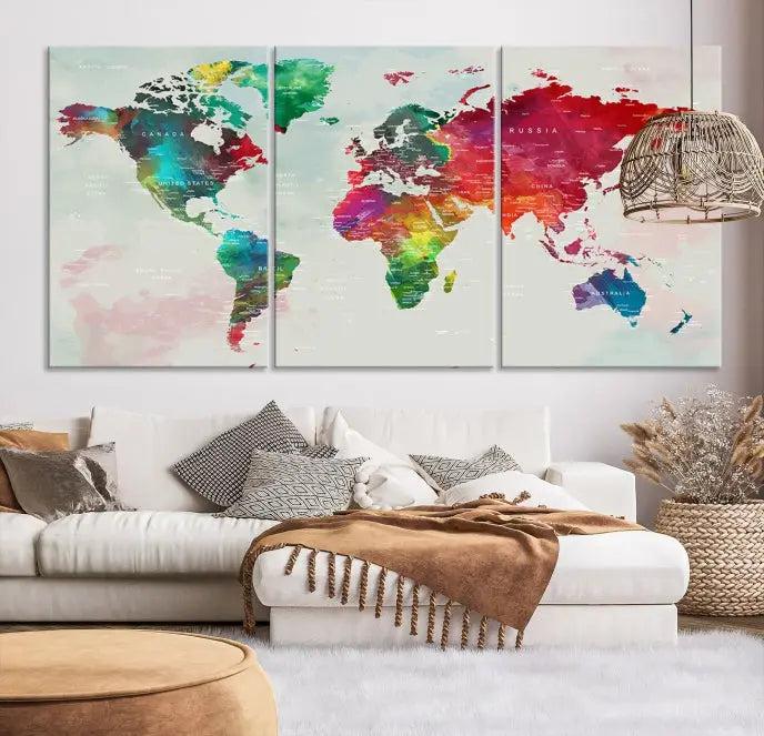 World Map Wall Art Canvas Print 