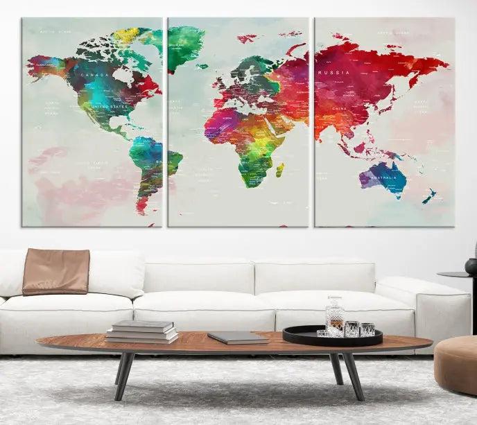 World Map Wall Art Canvas Print 