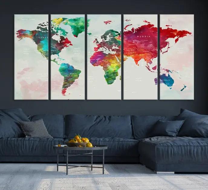 World Map Wall Art Canvas Print 