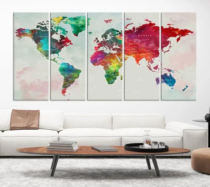 World Map Wall Art Canvas Print 