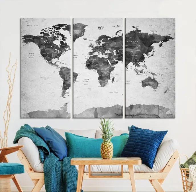 World Map Wall Art Canvas Print 