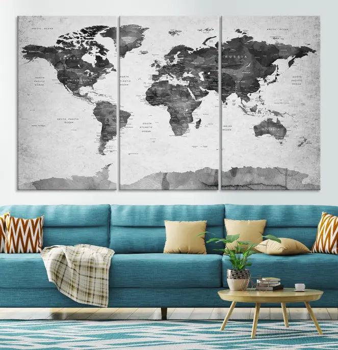 World Map Wall Art Canvas Print 