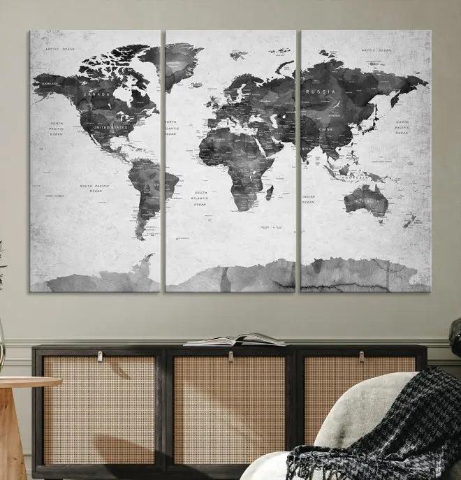 World Map Wall Art Canvas Print 