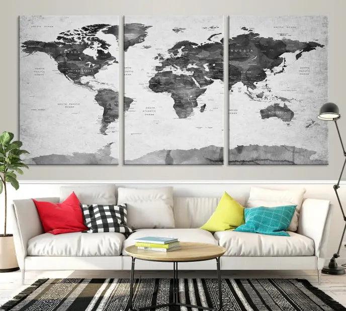 World Map Wall Art Canvas Print 