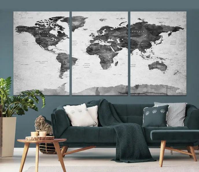 World Map Wall Art Canvas Print 