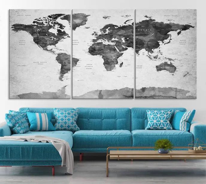 World Map Wall Art Canvas Print 