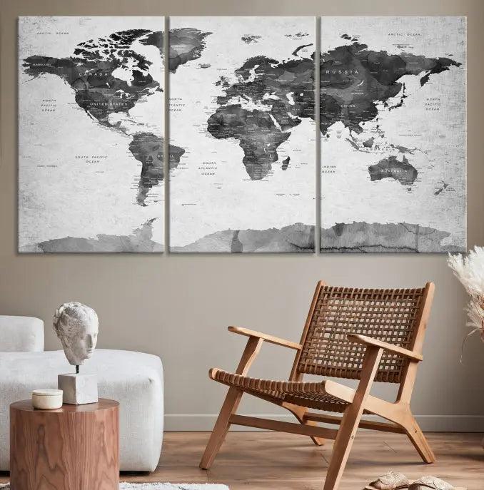 World Map Wall Art Canvas Print 