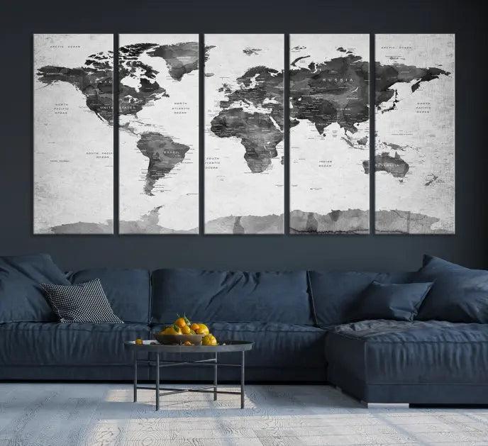 World Map Wall Art Canvas Print 