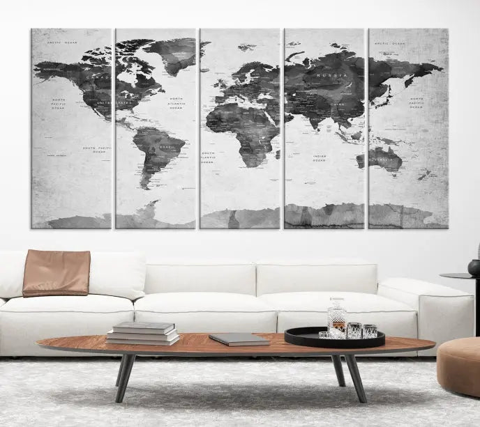 World Map Wall Art Canvas Print 