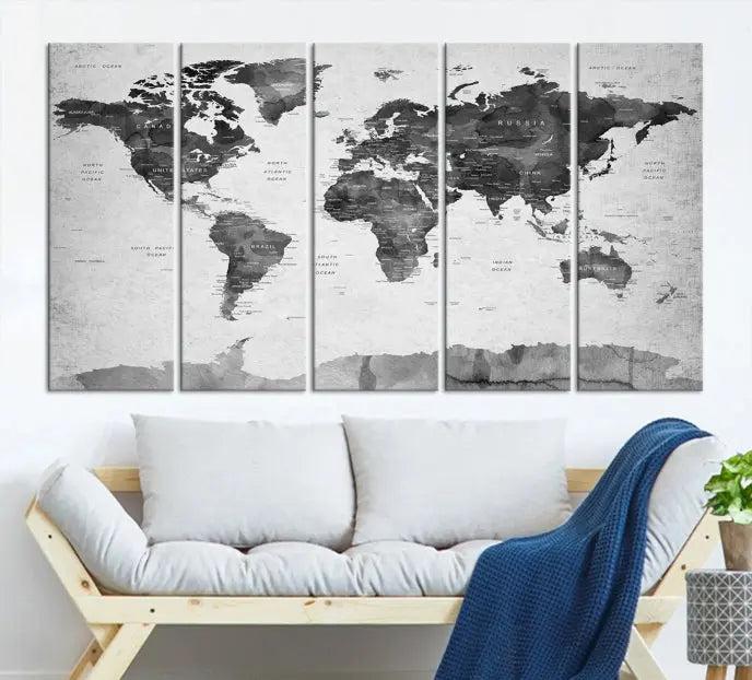 World Map Wall Art Canvas Print 