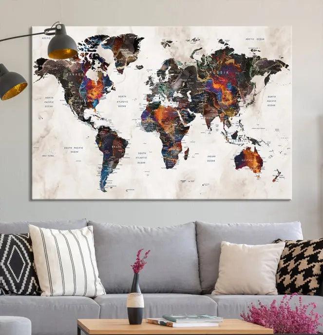 World Map Wall Art Canvas Print 