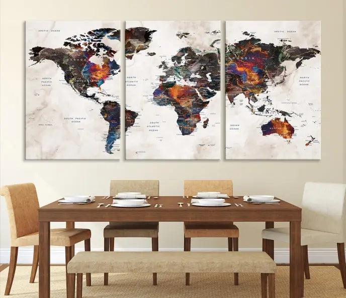 World Map Wall Art Canvas Print 