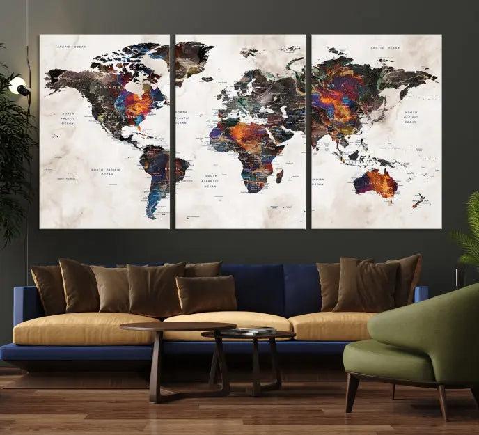 World Map Wall Art Canvas Print 