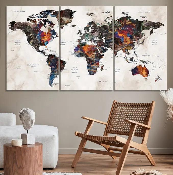 World Map Wall Art Canvas Print 