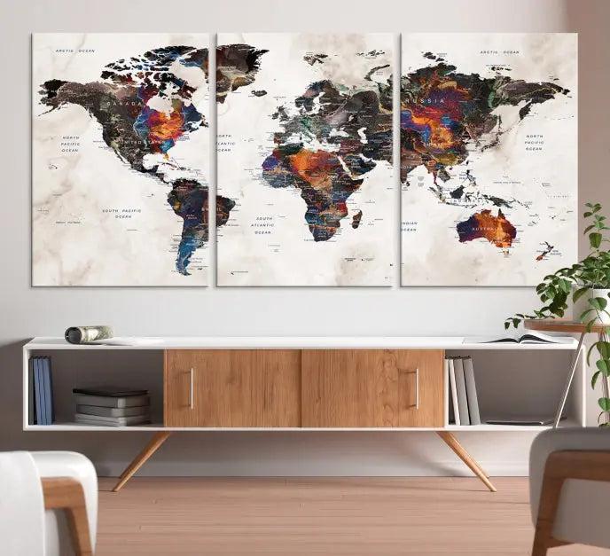 World Map Wall Art Canvas Print 