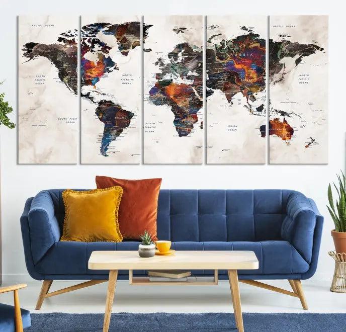 World Map Wall Art Canvas Print 