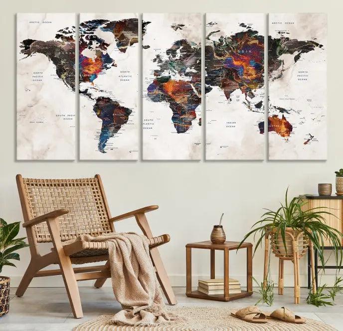 World Map Wall Art Canvas Print 