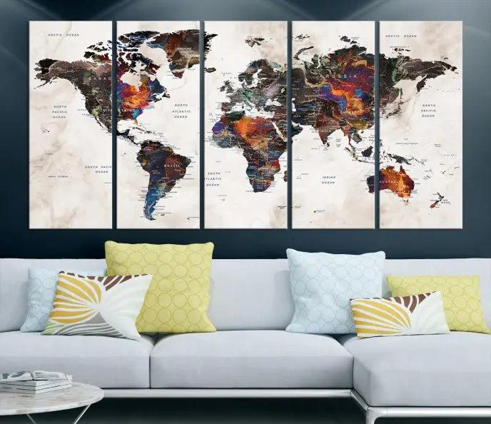 World Map Wall Art Canvas Print 