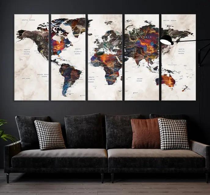 World Map Wall Art Canvas Print 