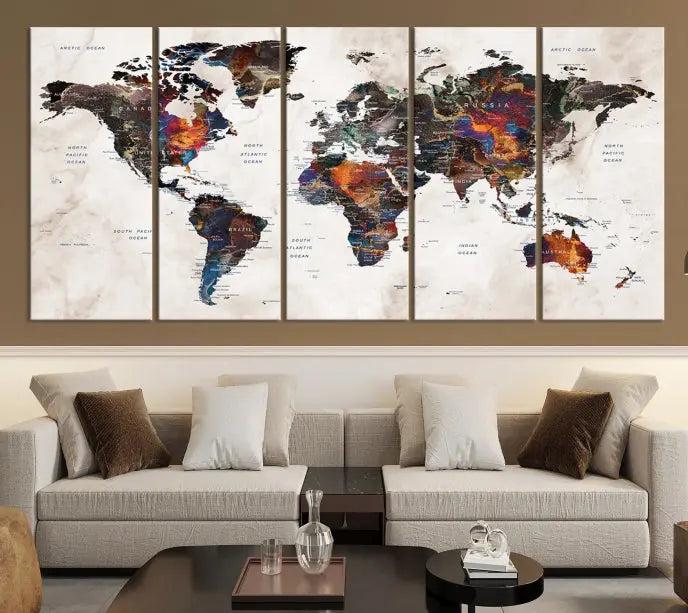 World Map Wall Art Canvas Print 