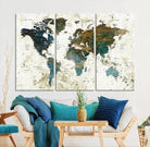 World Map Wall Art Canvas Print