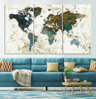 World Map Wall Art Canvas Print