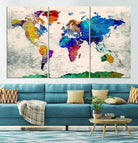 World Map Wall Art Canvas Print
