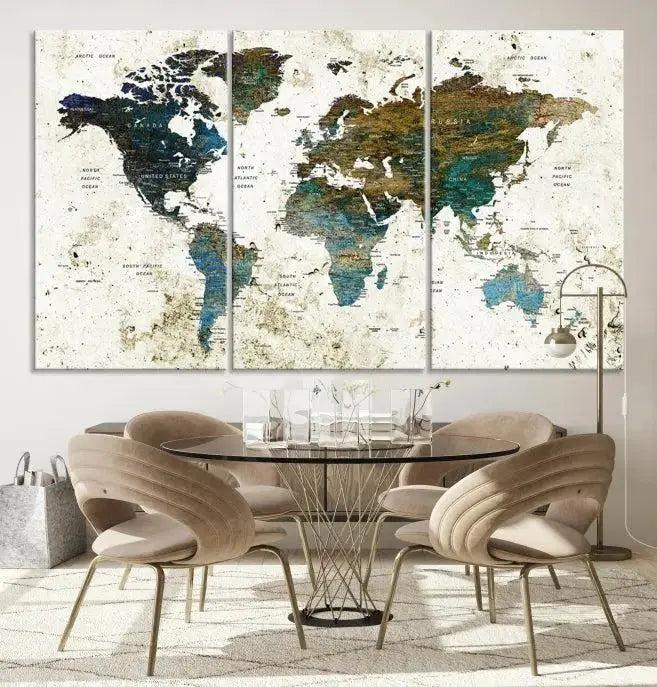 World Map Wall Art Canvas Print