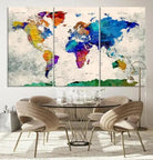 World Map Wall Art Canvas Print