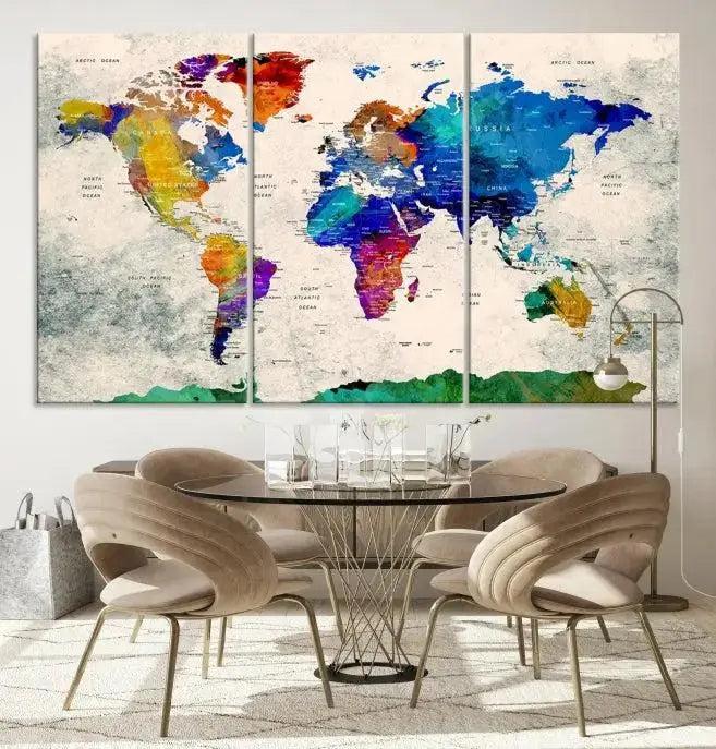 World Map Wall Art Canvas Print