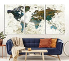 World Map Wall Art Canvas Print