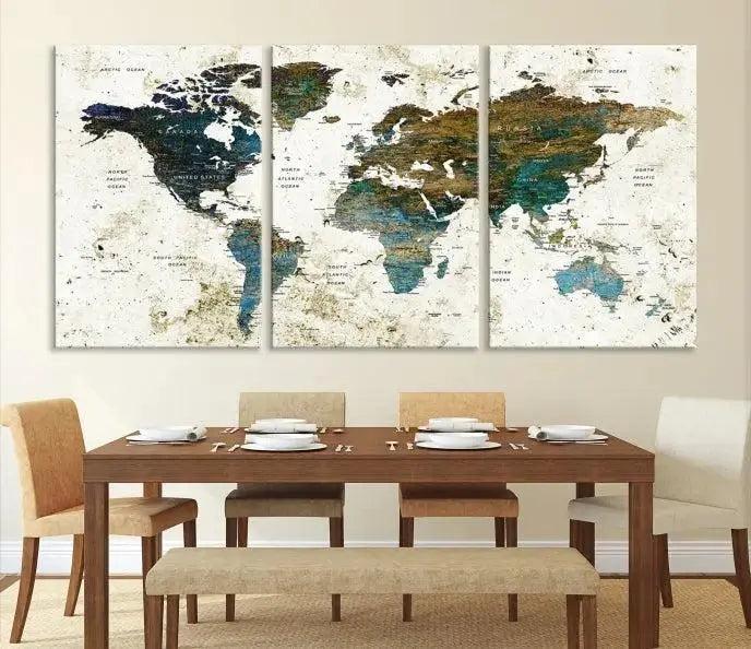 World Map Wall Art Canvas Print