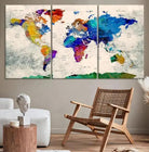 World Map Wall Art Canvas Print