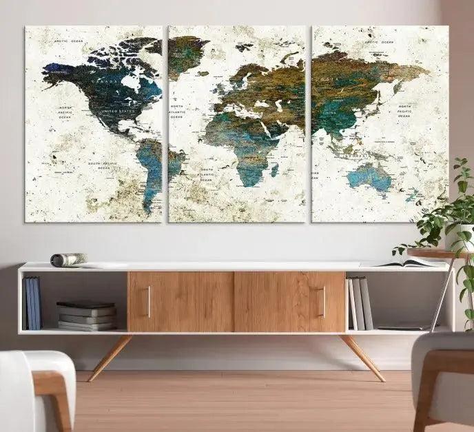 World Map Wall Art Canvas Print