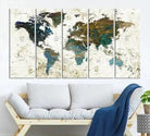 Edit-Images-World Map Wall Art Canvas Print
