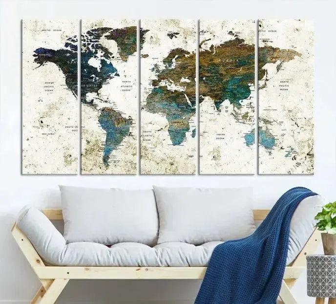 Edit-Images-World Map Wall Art Canvas Print