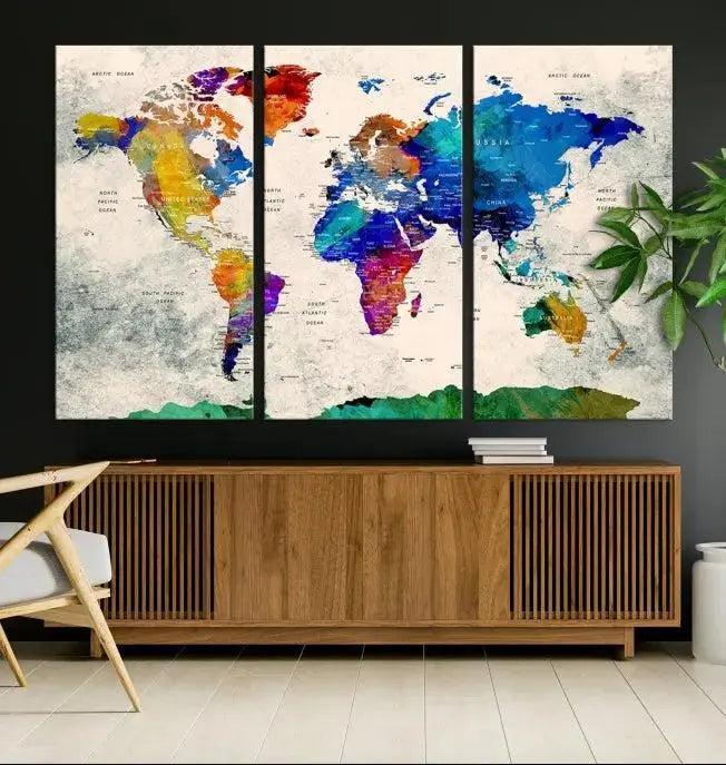 World Map Wall Art Canvas Print